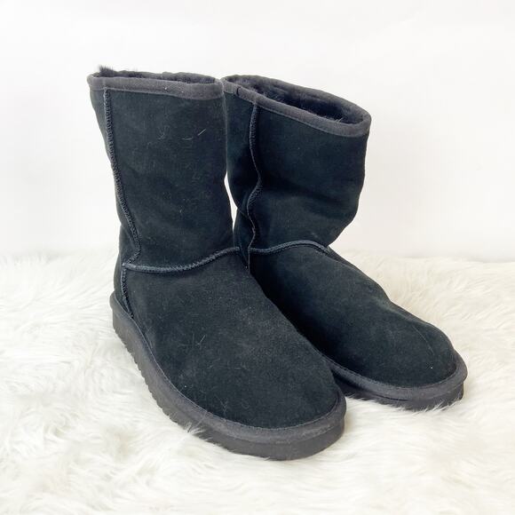 Koolaburra by Ugg 8 Womens Black Suede Short Shearling Boots - Picture 1 of 9